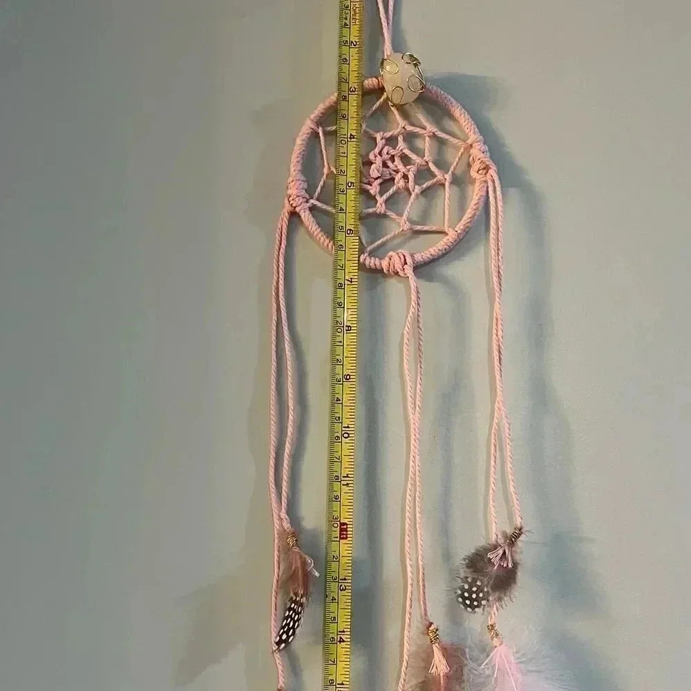 Lorena Espinoza Design handmade dream catcher with gemstone in pink